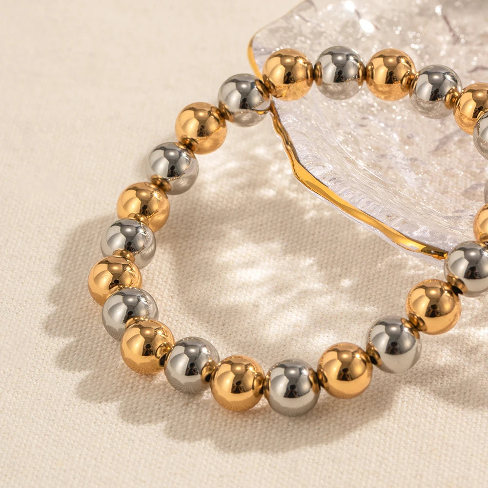 Two Tone Gold & Silver Beaded Bracelet