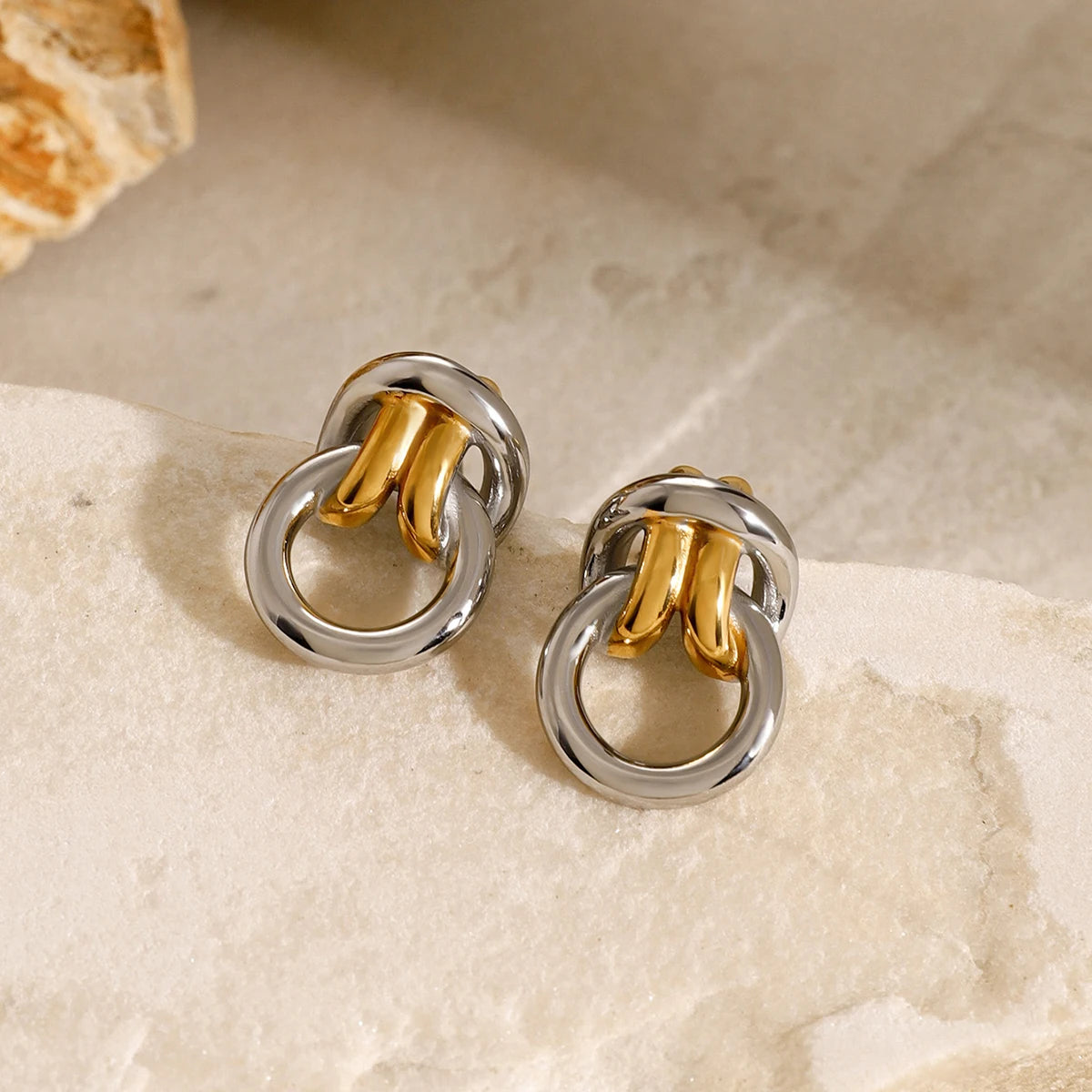 Two Tone Ring Knot Earrings