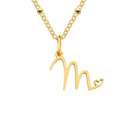 Dainty Satellite Chain Heart Letter Initial Necklace