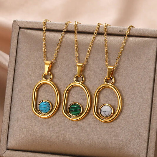 Dainty Circle Outline Stone Necklace