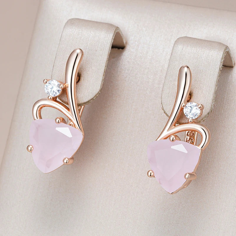 Curved Pastel Pink Diamond Earrings