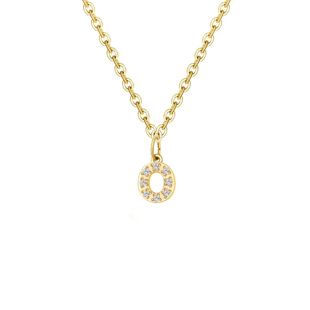 Dainty Zircon Letter Initial, Number, Symbol Chain Necklace - Veinci