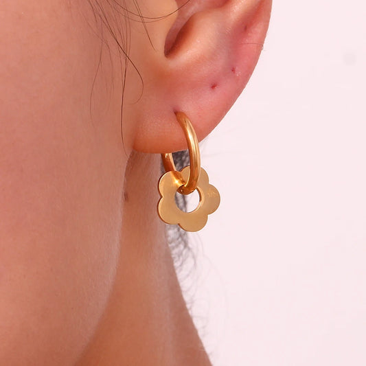 Dainty Floral Huggie Hoop Earrings