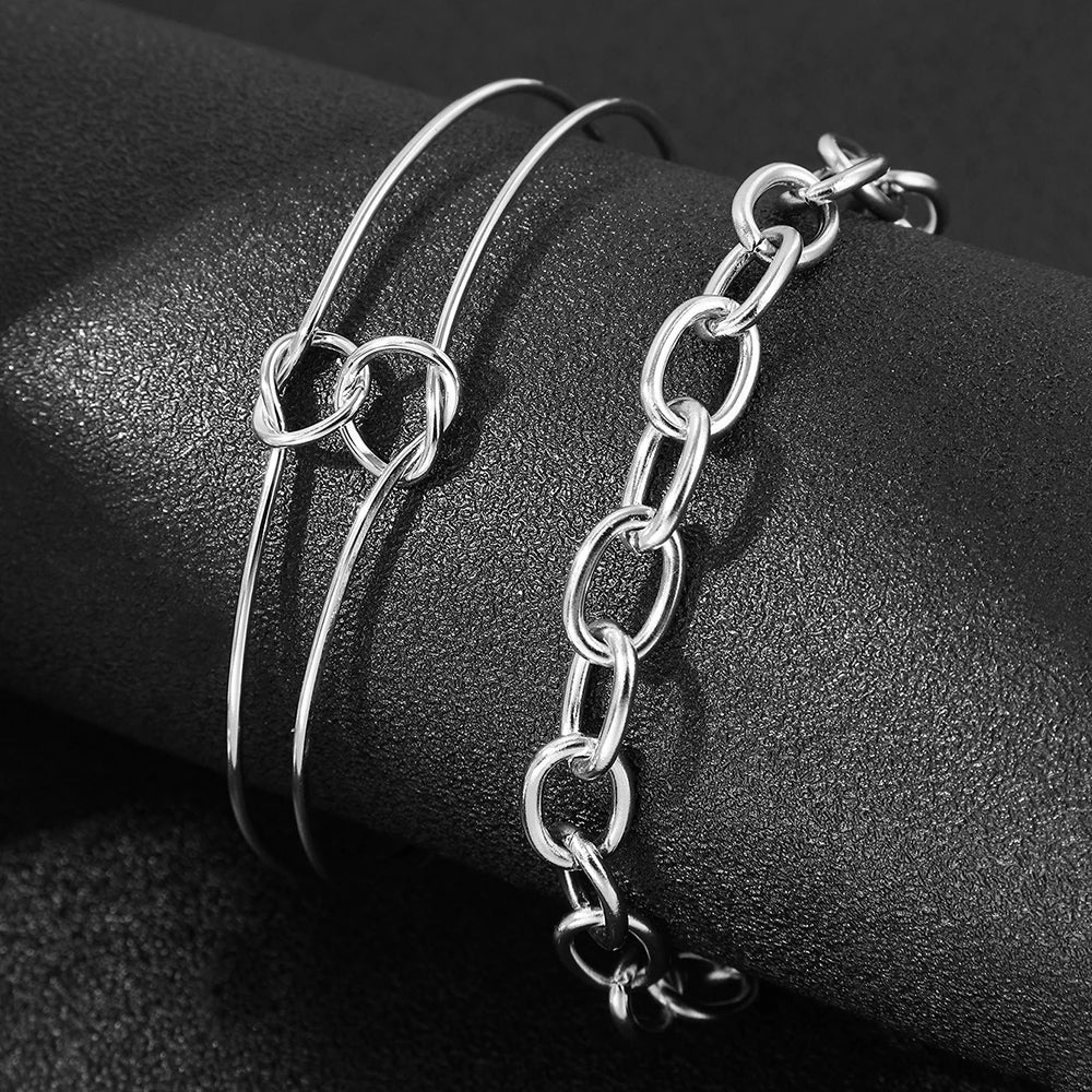 Dual Knot Paperclip Bracelet Stack