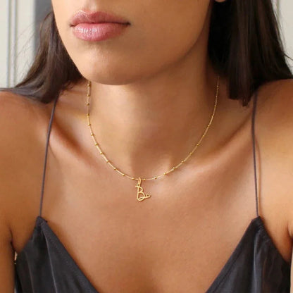 Dainty Satellite Chain Heart Letter Initial Necklace