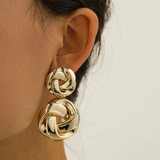 Stacked Pretzel Spiral Twist Earrings