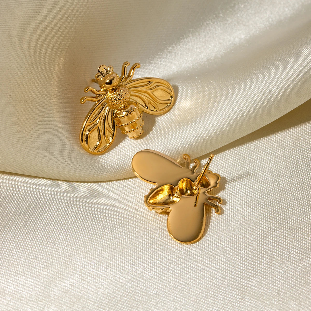 Dainty Gold Queen Bee Stud Earrings