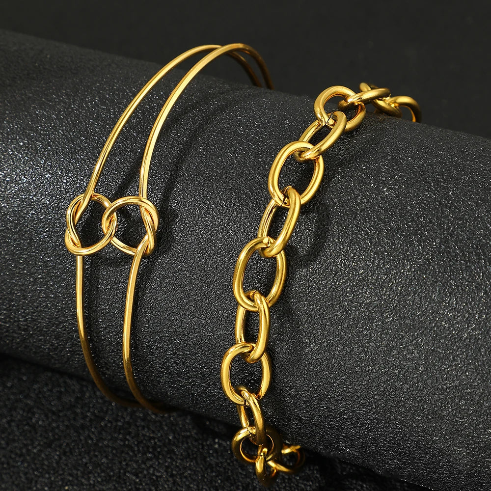 Dual Knot Paperclip Bracelet Stack