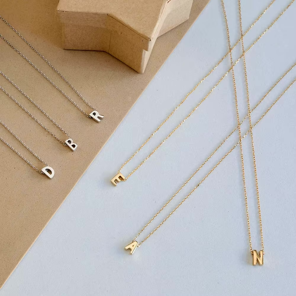 Dainty Minimal Letter Initial Necklace