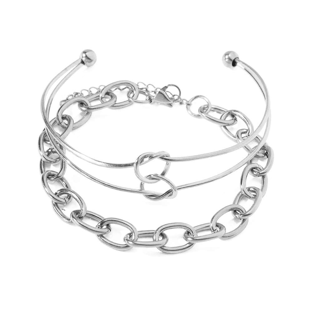 Dual Knot Paperclip Bracelet Stack