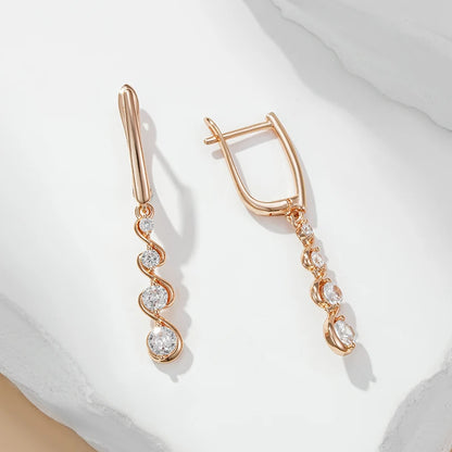 Dainty Dangle Diamonds Swirl Earrings