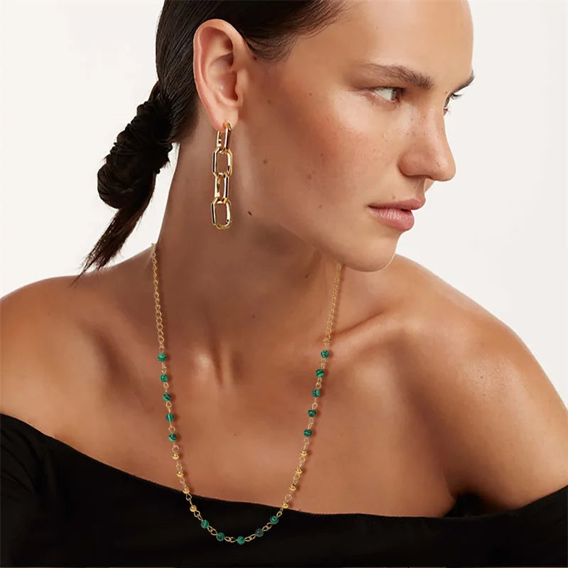 Dainty Gold & Malachite Stone Necklace