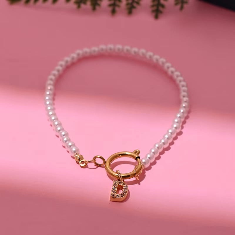 Dainty Beaded Initial Bracelet