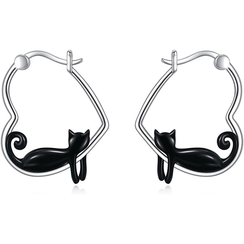 Cute Smiling Cat Hoop Earrings