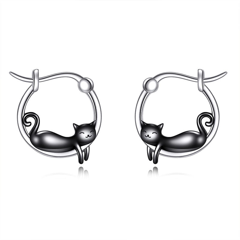Cute Smiling Cat Hoop Earrings