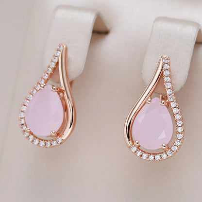 Dainty Rose Gold Water Drop Earrings