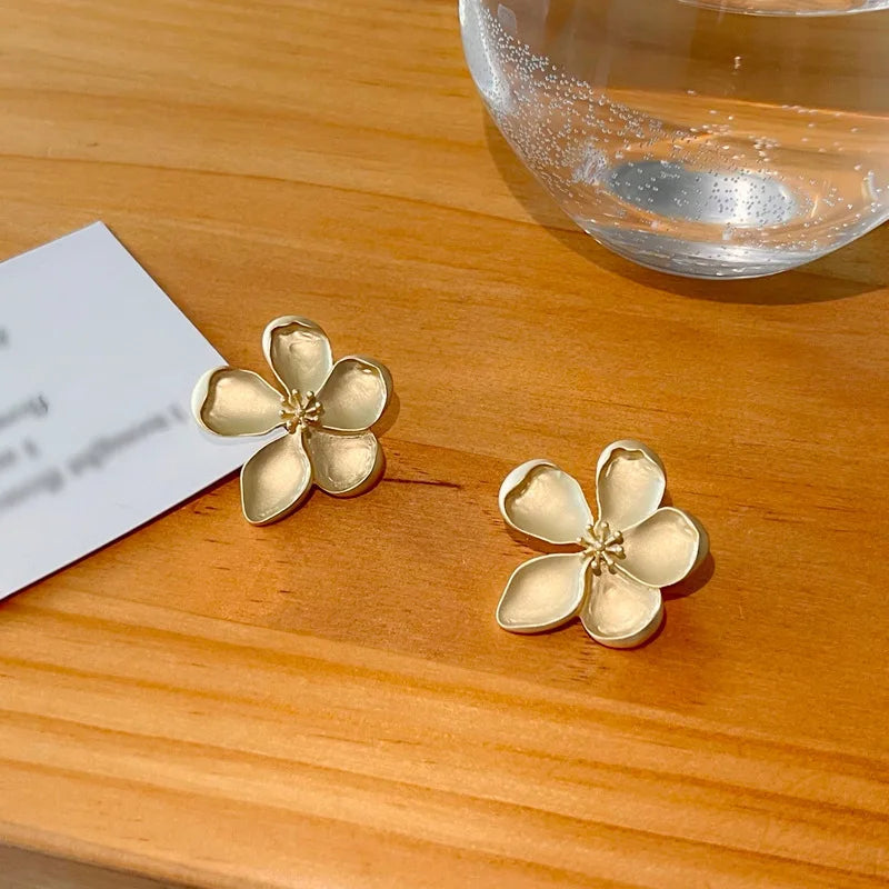 Matte Golden Flower Earrings