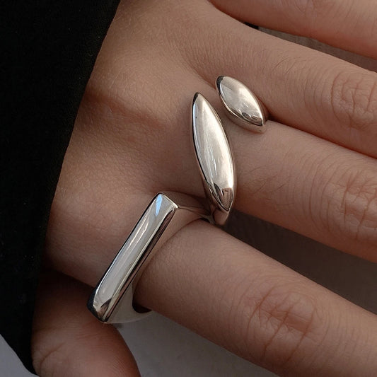 S925 Modern Geometric Elegance Rings