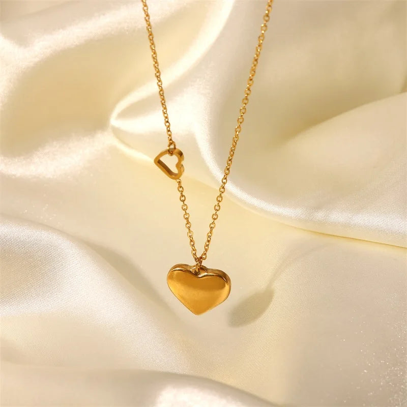 Dainty Heart Accented Heart Pendant Necklace