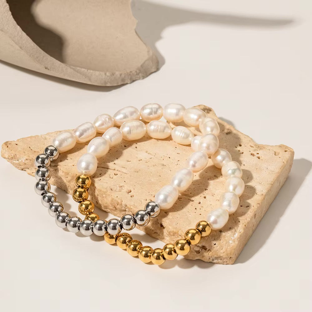 18k Beaded Pearl Split Bracelet