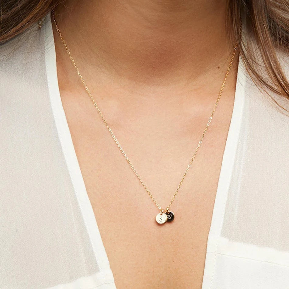 Dainty Personalized Disc Initial Necklace