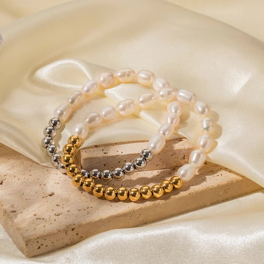 18k Beaded Pearl Split Bracelet