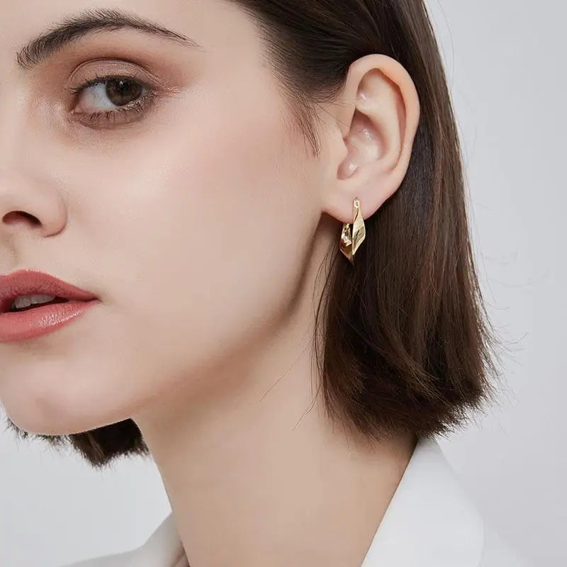 Minimal Flattened Irregular Hoop Earrings