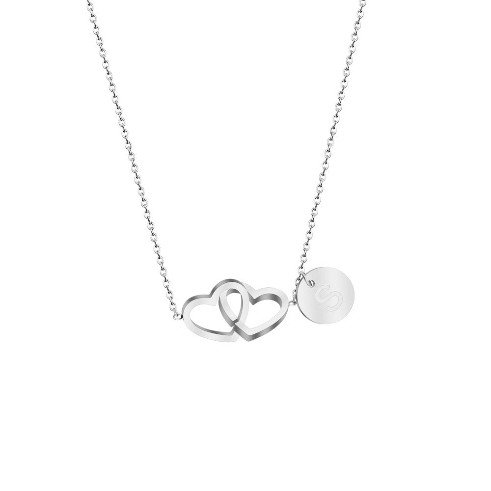 Intertwined Love Hearts Letter Initial Bracelet & Necklace