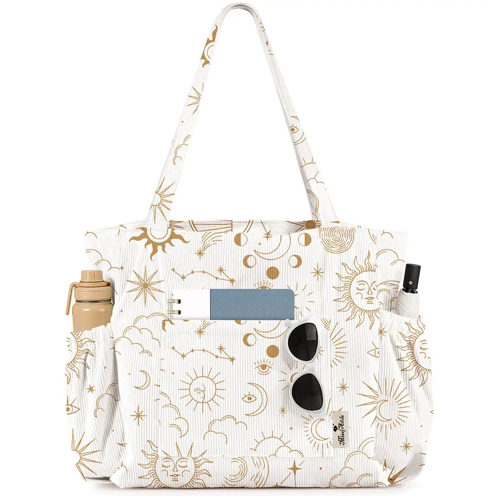 Casual Patterned Zipper Tote Bag