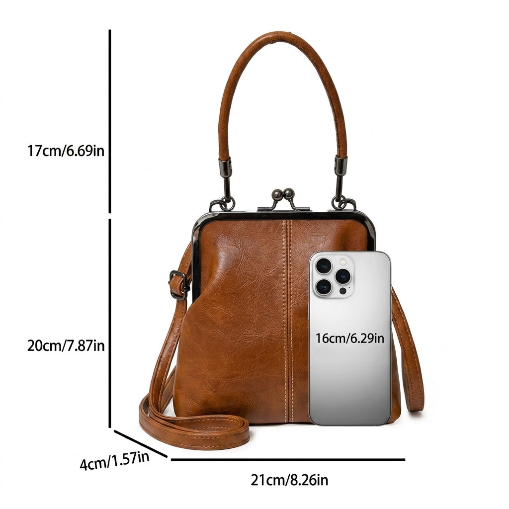 Vintage Inspired Kiss-Lock Satchel Bag