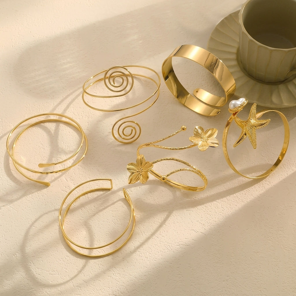 6pc Arm Cuff Bracelet Stack