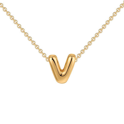 Dainty Bubble Letter Initial Necklace