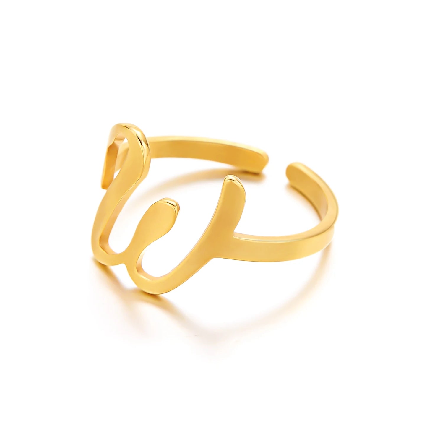 Adjustable Italic Cursive Letter Initial Ring