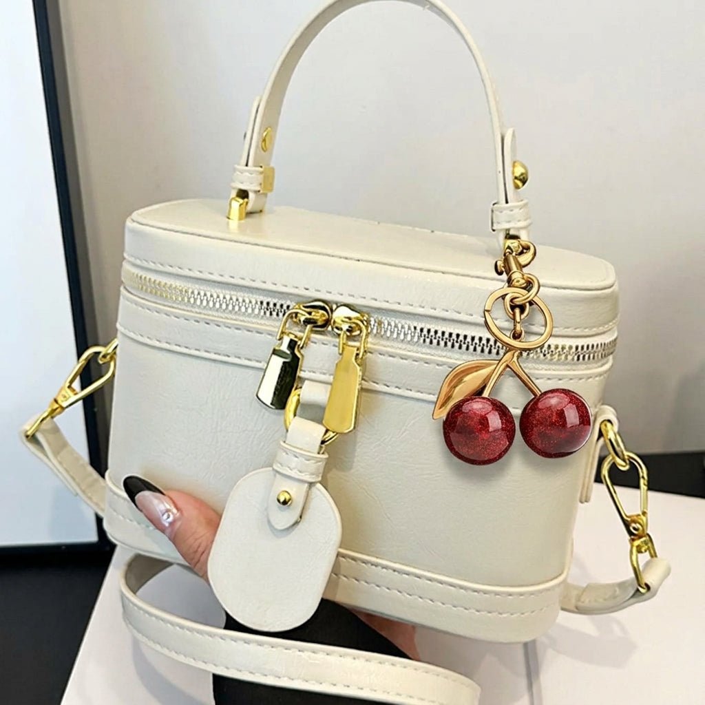 Retro Box Handbag with Cherry Charm
