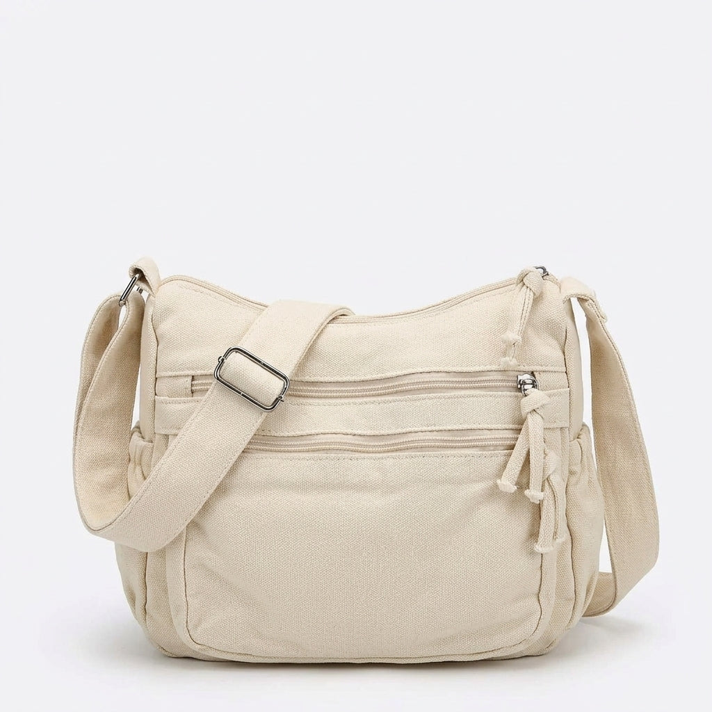 Multi-Pocket Canvas Crossbody Bag