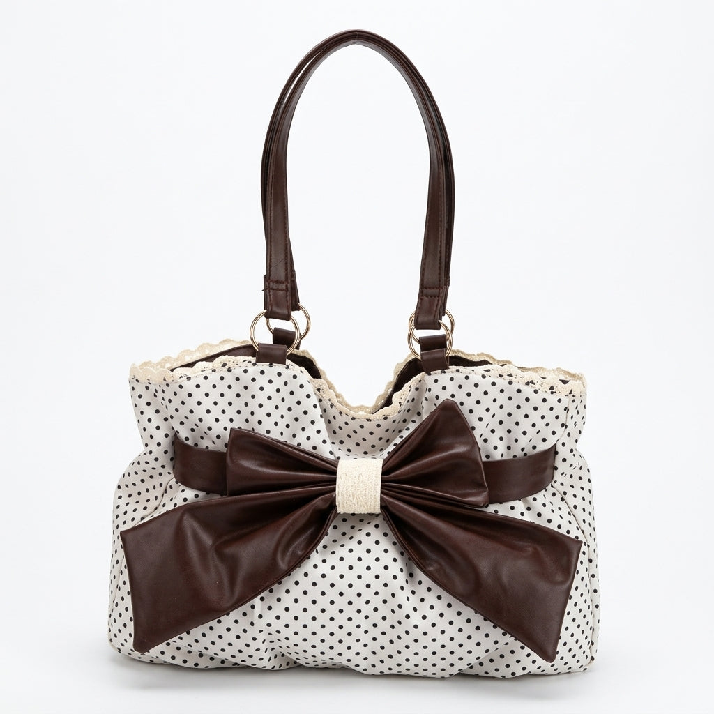 Polka Dot Bow Accent Shoulder Bag