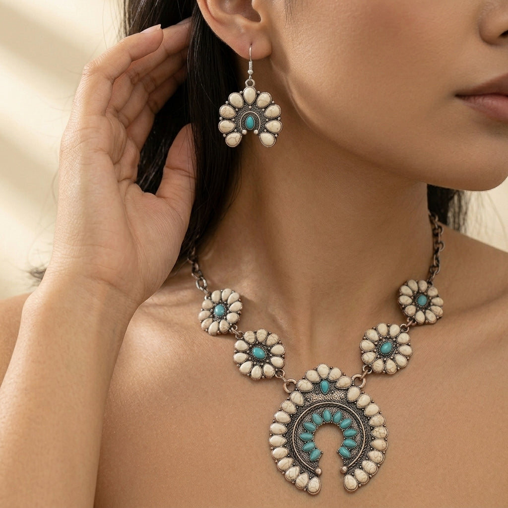 Classic Boho Necklace and Earrings Set