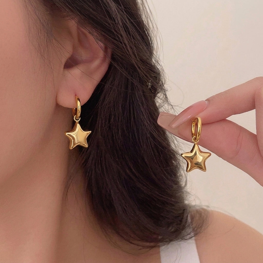 Bubble Star Huggie Hoop Earrings