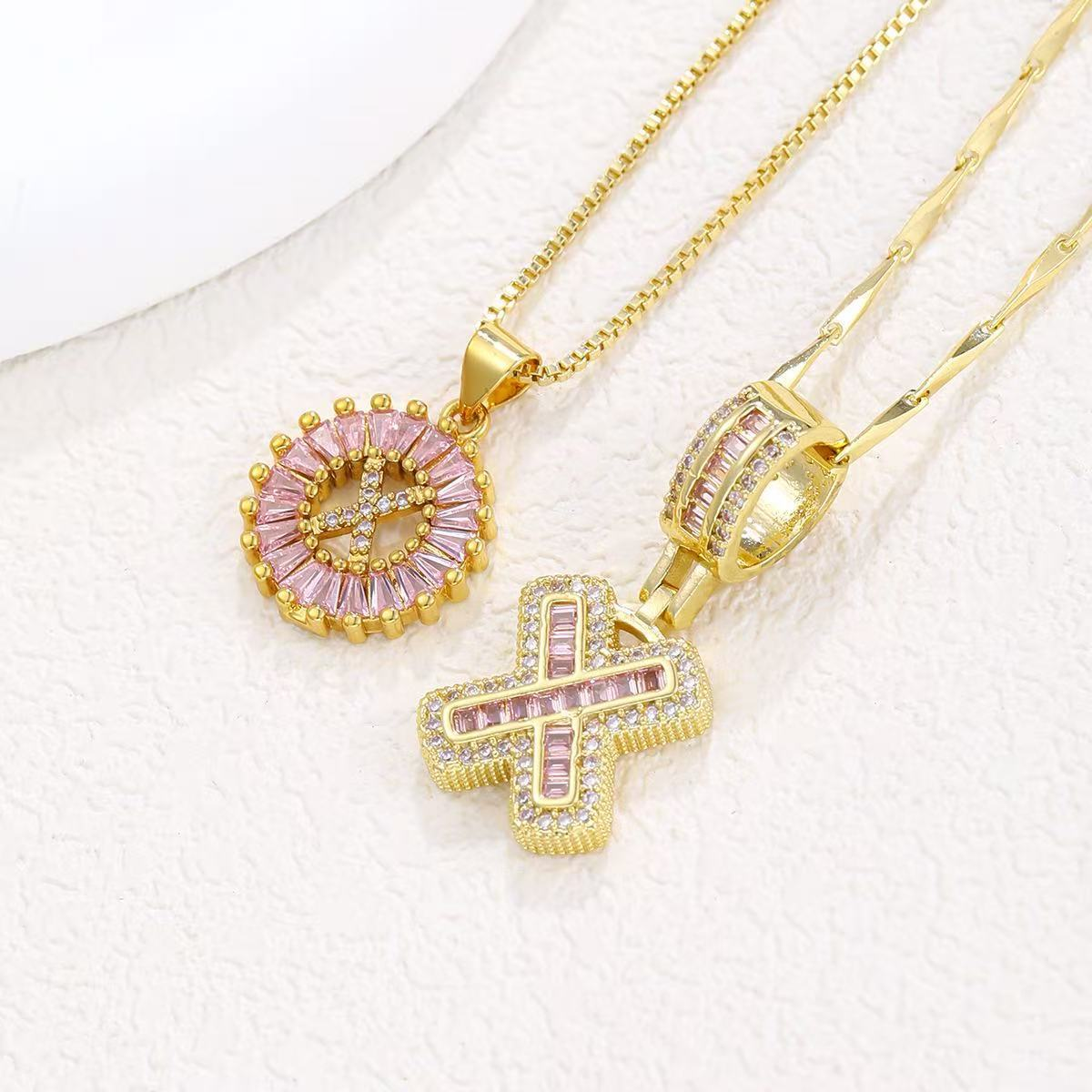 2pc 14k Diamond Letter Initial Necklaces (Limited Pink Edition)