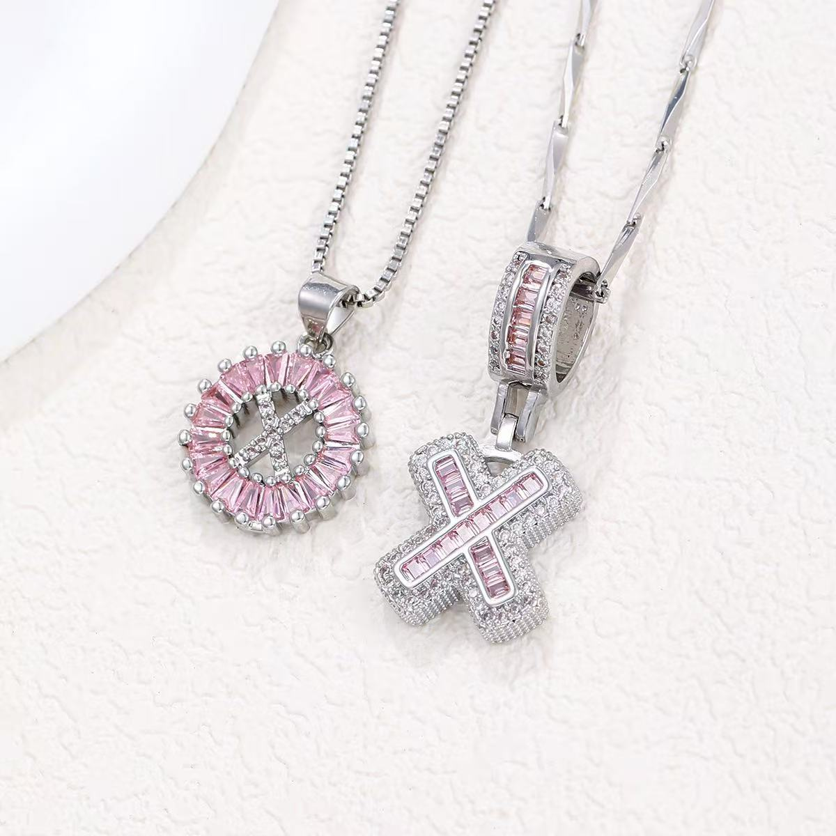 2pc 14k Diamond Letter Initial Necklaces (Limited Pink Edition)