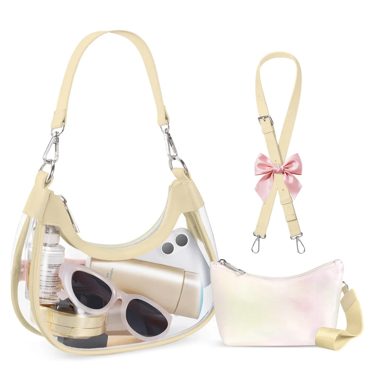 Clear Stadium Crescent Shoulder Bag + Free Wristlet Wallet