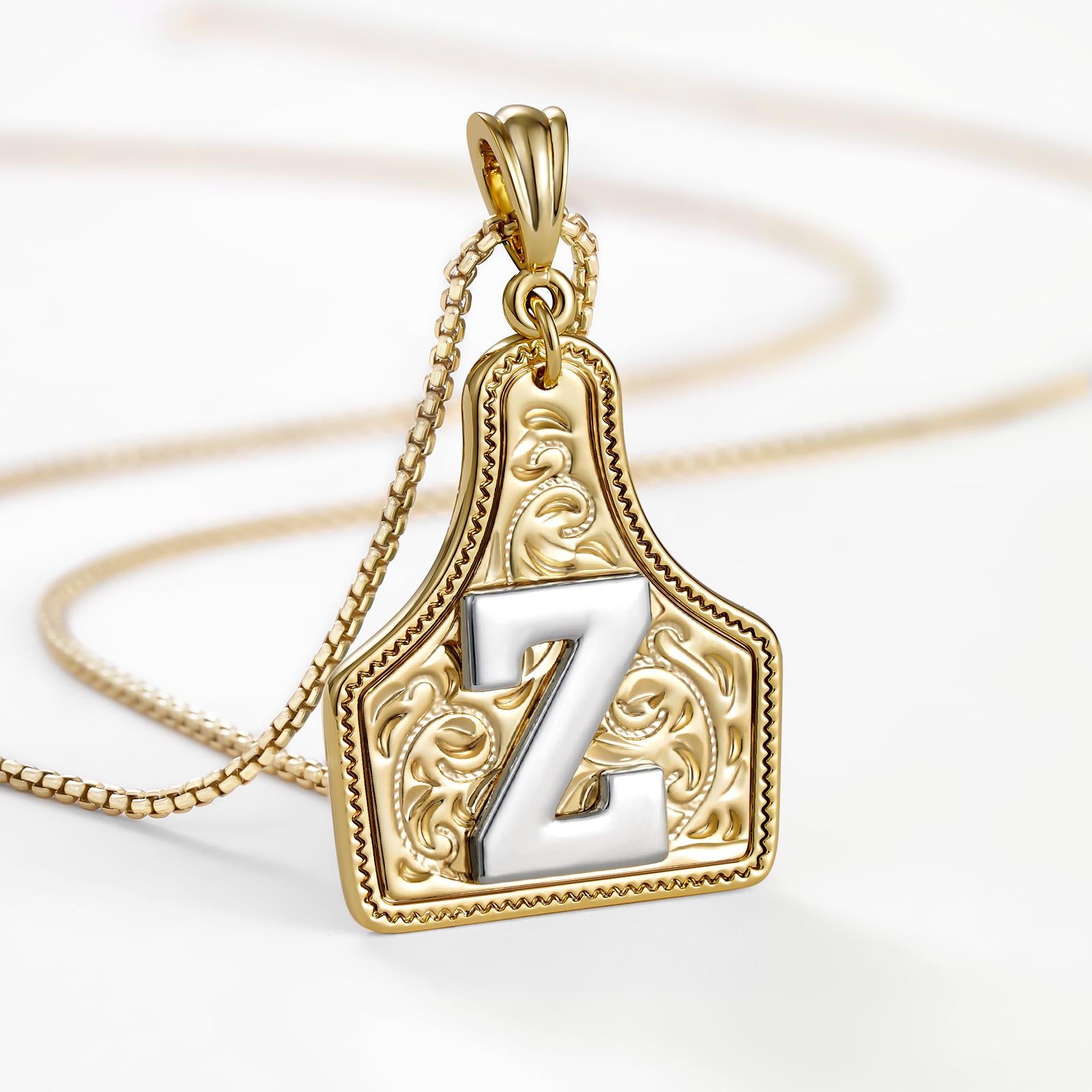 14k Elegant Cowgirl Initial Necklace