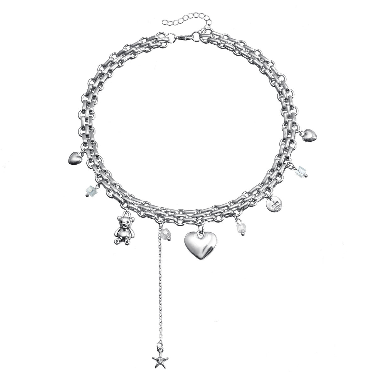 2pc Chunky Bear Heart Necklace and Bracelet Set