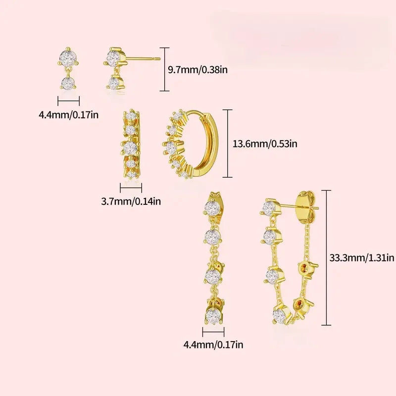 4pc Dainty Crystal Curated Ear Stack Set