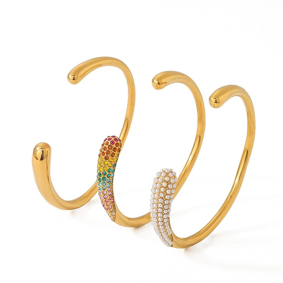 Accented Classy Bangle Cuff Bracelets - Veinci