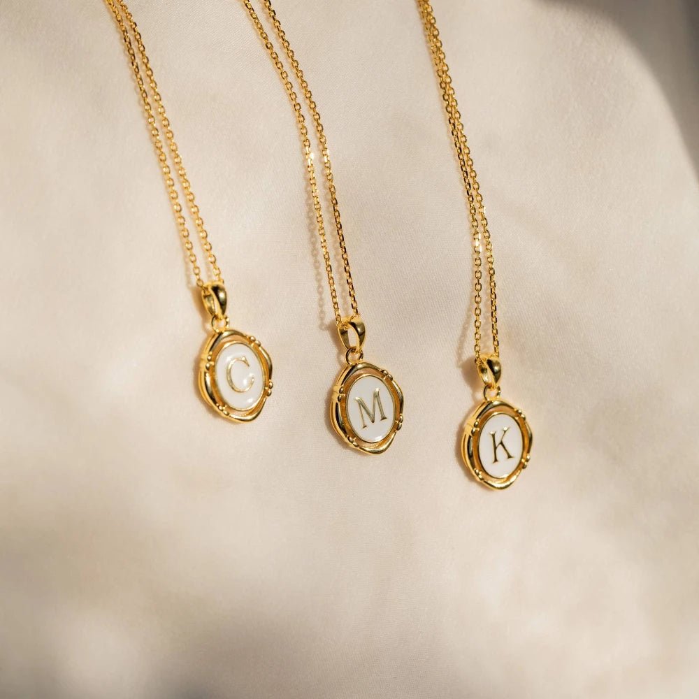 Accented Initial Chain Charm Necklace - Veinci