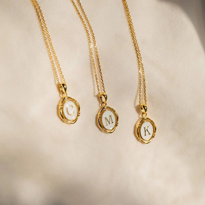 Accented Initial Chain Charm Necklace - Veinci