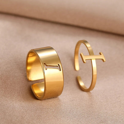 Adjustable Couples Matching Letter Rings - Veinci