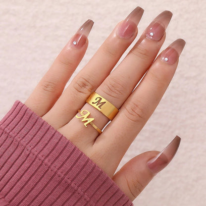 Adjustable Couples Matching Letter Rings - Veinci