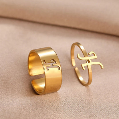 Adjustable Couples Matching Letter Rings - Veinci